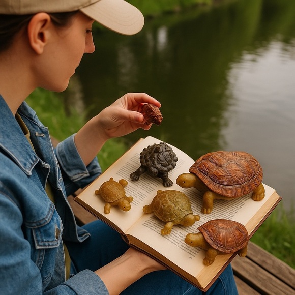 Five Miniature Turtles Collection Some Wooden Some Stone All Very Cute 🐢🐢 - Picture 1 of 16